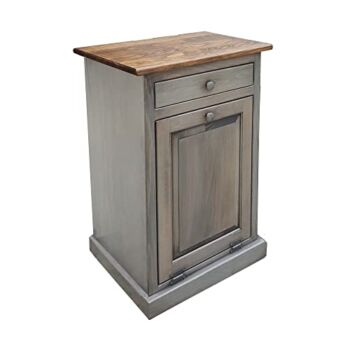 Peaceful Classics Trash Bin Cabinet – Handmade Hideaway Cabinet for Trash Cans – Decorative Bathroom Trash Can, Office Trash Can, and Bedroom Trash Can – Wooden Tilt Out Trash Bin (Pewter) | The Storepaperoomates Retail Market - Fast Affordable Shopping