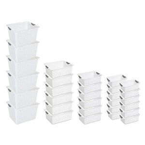 Sterilite Multi-Size Plastic Storage Basket Bin Organizer Bundle Set (30 pieces)