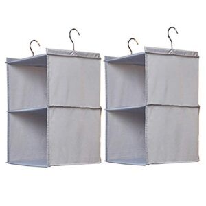 2PCS Hanging Closet Organizer, 2- Layer Foldable Storage Closet Underwear Storage Bag with 2 Hooks for Clothes Storage