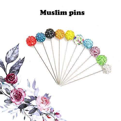 KOOBOOK 30Pcs/Set Muslim Hijab Scarf Pin Rhinestone Ball Pendant Pins Brooch Straight Head Pin For Women | The Storepaperoomates Retail Market - Fast Affordable Shopping