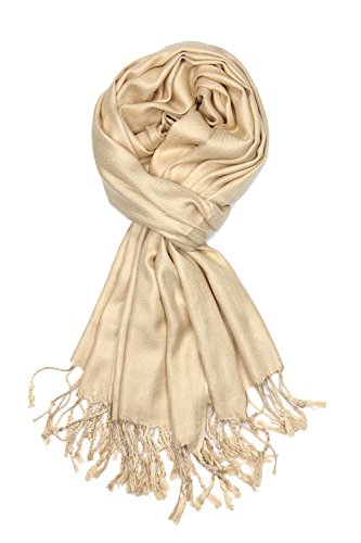 Achillea Large Soft Silky Pashmina Shawl Wrap Scarf in Solid Colors (Champagne) | The Storepaperoomates Retail Market - Fast Affordable Shopping