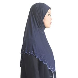 Modest Beauty Womens Muslim Amira Hijab Scarf Islamic Headscarf Long Shwals for Girls with Czech Drill