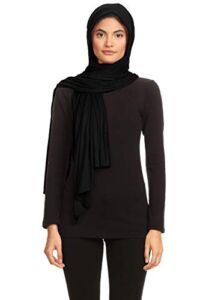 Abeelah Jersey Hijab Scarf – Made in the USA – Islamic, Muslim, African and Indian Fashion Compatible (Black)