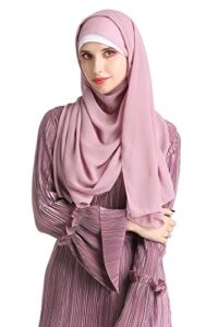 Chiffon Head Scarf For Women Solid Color Long Fashion Wrap Hijab Scarf 80 x 30 Inch Extra Long, Soft and Non Slip All Weather(Nude Pink)