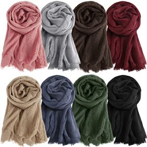 Set of 8 Women Cotton Hijab Scarf Shawl for Season Lightweight Head Wraps Hijabs for Women Muslim (Bright Colors)