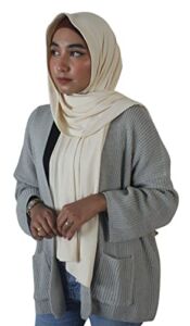 SABA scarves Ribbed Jersey Hijab Bali Collection [Wrinkle free effortless daily essentials] (Cream), Standerd size (SABA-RJ8000)