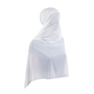 Women’s Pre-Sewn Head Scarf Wrap Shawls Stretch Scarf Hijab Cap Chiffon Scarf With Under Caps for Hijabs (White)