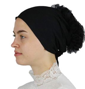 Modefa Islamic Women’s Volumizing Non-Slip Cotton Hijab Bonnet Cap Underscarf (Black)