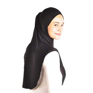 Mu Lan Legend Handmade | Muberra Instant Hijab | One Piece Easy Slip On Practical and Comfortable (Black)