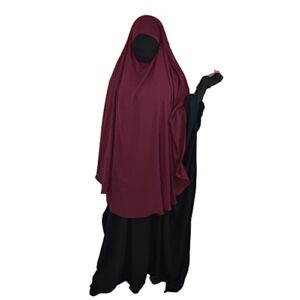 Assabiroun Khimar Modest Dress for Muslim Women- One Piece Soft Fabric Headscarf –Long layered Khimar for Prayer and outings Hijab Niqab Face Veil- Arabia Islamic Prayer Dress Muslim Shawls Body Cover