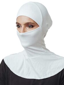 Mask Hijab, Cotton Under Scarf Tube Cap,Closure of The Chin, Ready to wear Muslim Accessories for Women (White)