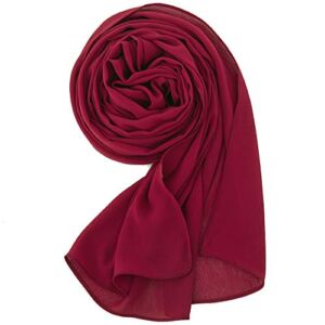LMVERNA Crinkle Muslim Scarf Lightweight Long Solid Color Wrinkle Chiffon Hijab Shawls Wrap for Womens (Maroon)