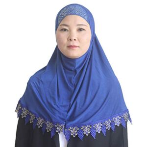 Modest Beauty Muslim Islamic Scarf Hijab for Women Girls Rhinestone Scarves With Embroidery Lacework