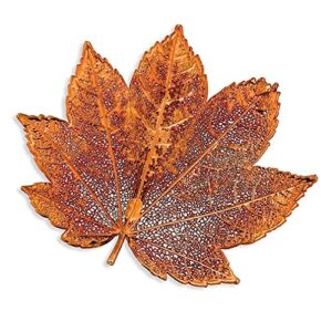 ICE CARATS Iridescent Copper Dipped Real Full Moon Maple Leaf Pin Brooch Fashion Jewelry for Women Gifts for Her