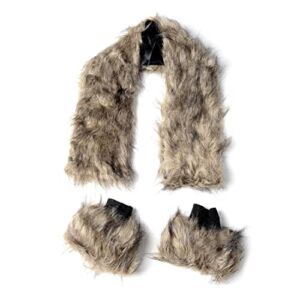Shop LC Brown Faux Fur Scarf for Women Neck Wrap with Boot Cuffs 100% Polyester Winter Accessories for Evening Party Size 38″