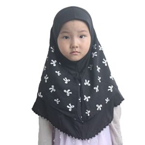 Modest Beauty Baby Girls Hijab Scarf Muslim Hijabs Headscarf for Child with Bowknot Pattern