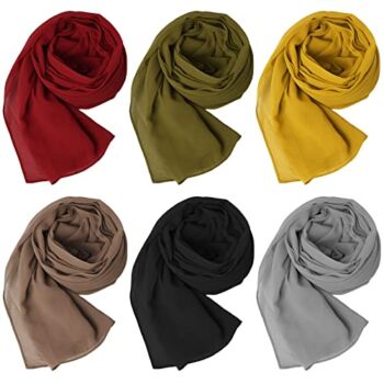 6 Pcs Soft Chiffon Scarf Shawl Long Scarf Wrap for Evening Dresses, Chiffon Hijab Scarves Headwrap for Women(Set 01) | The Storepaperoomates Retail Market - Fast Affordable Shopping