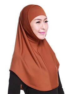 GladThink Womens 2 pieces Muslim Hijab Scarf With More colors Brown
