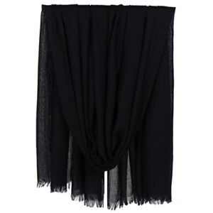 LMVERNA Travel Wrap for Women Lightweight Solid Color Fringed Linen Shawls and Wraps for Evening Dresses(Black)