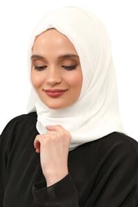 Aisha’s Design Shawl for Women Chiffon Head Wrap Modesty Turban Cap Instant Scarf Ivory