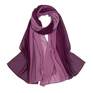 Muslim Women’s Gradient Scarf for Hijab Ombre Chiffon Head Wrap Travel Sunscreen Beach Cover Wrap Scarves (Purple)