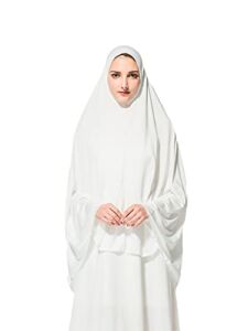 Qubanda Women Muslim Islam Headscarf Hijabs Muslim Headscarf Turban Jersey Hijabs Long Cape Hat, White, Large