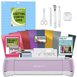 Cricut Explore Air 2 Lilac Machine Bundle – Beginner Guide, Tool Kit, Vinyl Pack, Designs & Project Inspiration