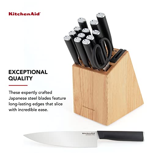 KitchenAid Classic 15-Piece Block Set with Built-in Knife Sharpener, Natural | The Storepaperoomates Retail Market - Fast Affordable Shopping