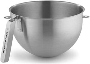 KitchenAid KSMC5QBOWL 5-Quart Mixing Bowl with J Hook Handle, Stainless Steel, NSF