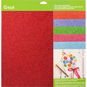 Cricut Glitter Cardstock Sampler, Brights 12″ x 12″