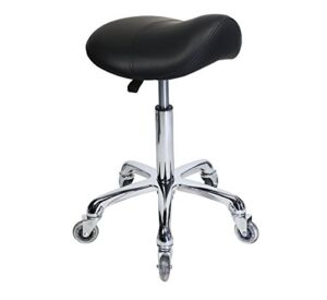 Saddle Stool Rolling Ergonomic Swivel Chair for Dental Office Massage Clinic Spa Salon,Adjustable Hydraulic Stool with Wheels (Without Backrest, Black)