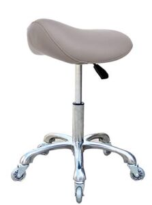 FRNIAMC Professional Saddle Stool with Wheels Ergonomic Swivel Rolling Height Adjustable for Clinic Dentist Beauty Salon Tattoo Home Office (Grey)