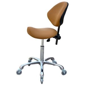 FRNIAMC Adjustable Saddle Stool Chairs with Back Support Ergonomic Rolling Seat for Medical Clinic Hospital Lab Pharmacy Studio Salon Workshop Office and Home … (with Backrest, Camel)