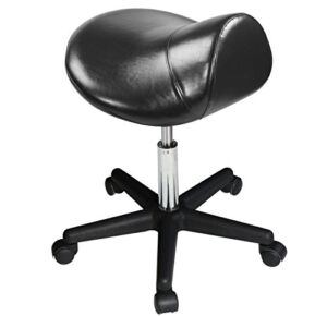 Master Massage Equipment Ergonomic Swivel Saddle Rolling Hydraulic Stool in Black for Clinic, Spas, Salons, Debtists, Classrooms, Home, Office