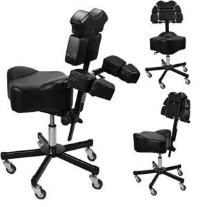 Brand New InkBed Patented Adjustable Ergonomic Chair Stool Chest Back Rest Support Tattoo Studio Equipment (Black)