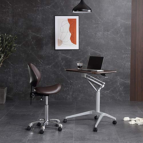 FRNIAMC Rolling Saddle Stool with Backrest Height Adjustable Ergonomic Design Office Chair with Wheels for VR Gaming Beauty Salon Medical Clinic Kitchen Studio Home Office Use(Brown) | The Storepaperoomates Retail Market - Fast Affordable Shopping