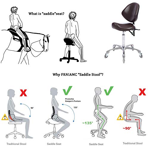 FRNIAMC Rolling Saddle Stool with Backrest Height Adjustable Ergonomic Design Office Chair with Wheels for VR Gaming Beauty Salon Medical Clinic Kitchen Studio Home Office Use(Brown) | The Storepaperoomates Retail Market - Fast Affordable Shopping