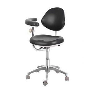 Aries Outlets Dental Adjustable Doctor’s Stool Assistant Chair+360 Degree Rotation Armrest PU