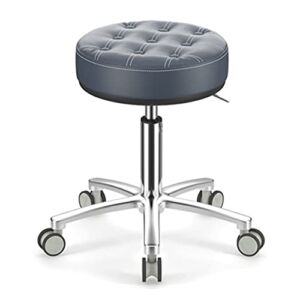 Tattoo Chair Saddle Stool with Rollers, Pu Leather Hydraulic Swivel Adjustable Drafting Stool Work Chair for Salon Spa Beauty Massage Dental Clinic Etc-B