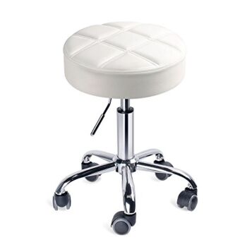 Leopard Round Rolling Stools, Adjustable Work Medical Stool with Wheels (A-White) | The Storepaperoomates Retail Market - Fast Affordable Shopping