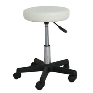 F2C Leather Adjustable Bar Stools Swivel Chairs Facial Massage Spa Salon Stool with Wheels White/Black (White)