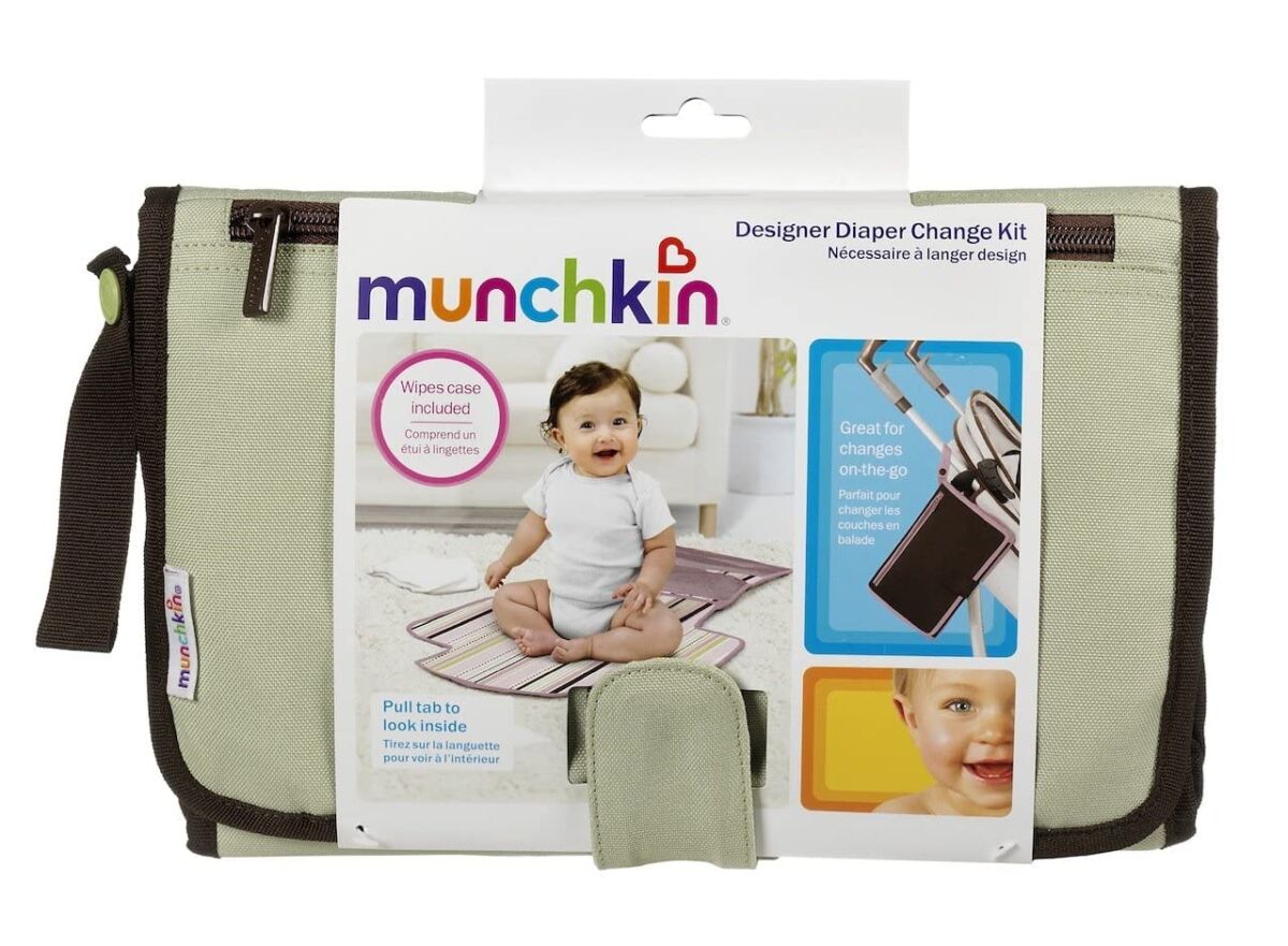 Munchkin Portable Diaper Changing Kit with Changing Pad and Wipes Case, Grey | The Storepaperoomates Retail Market - Fast Affordable Shopping
