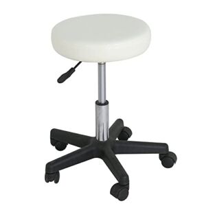 Adjustable Hydraulic Rolling Swivel Salon Stool Chair Tattoo Massage Facial Spa Stool Chair Black (White)