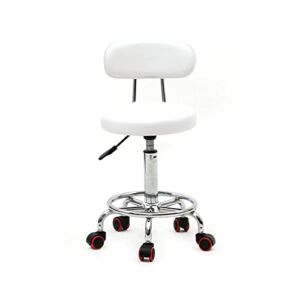 Round Shape Adjustable Salon Stool with Back and Line White Anti-Rust Chair