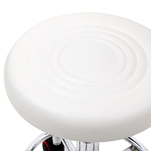 Round Shape Adjustable Salon Stool with Back and Line White Anti-Rust Chair | The Storepaperoomates Retail Market - Fast Affordable Shopping