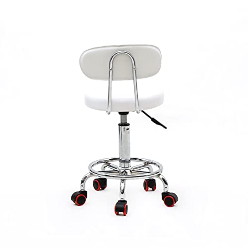 Round Shape Adjustable Salon Stool with Back and Line White Anti-Rust Chair | The Storepaperoomates Retail Market - Fast Affordable Shopping