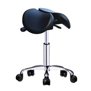 oiakus Adjustable Ergonomic Saddle Stool, Hydraulic Heavy-Duty Swivel Salon Stool, Dental Chair Stool with NO Pedal, Lift Chair Work Chair for Dental Lab Salon Massage Studio Office