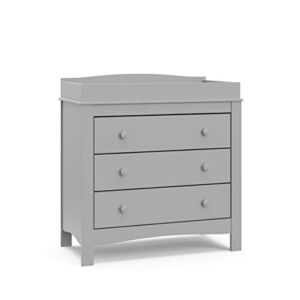 Graco Noah 3 Drawer Chest with Changing Topper, Baby and Kids Dresser, Universal Design for Children’s Bedroom, Pebble Gray