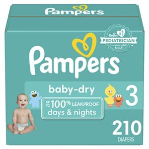 Diapers Size 3, 210 Count – Pampers Baby Dry Disposable Baby Diapers, Packaging & Prints May Vary