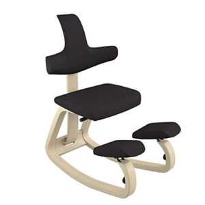 Varier ThatSit Balans Adjustable Ergonomic Kneeling Chair with Backrest (Black Revive Fabric with Natural Base)